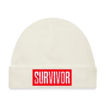 Survivor Design rot - Baby Premium Organic Mütze - Naturweiß - Vorne