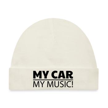 my car my music Auto Karre Sprüche KFZ - Baby Premium Organic Mütze - Naturweiß - Vorne