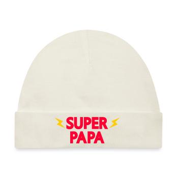 SUPER PAPA VATERTAGSGESCHENK MANN HELD HERO DADDY - Baby Premium Organic Mütze - Naturweiß - Vorne