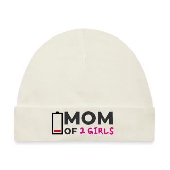 Mom of 2 Girls Mutter Mama Mami Mutti Mammie Mommy - Baby Premium Organic Mütze - Naturweiß - Vorne