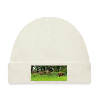 Pferde auf der Wiese - Baby Premium Organic Mütze - Naturweiß - Vorne