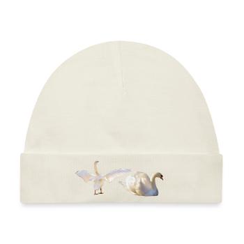 Schwäne mit geöffnete Flügel, Schwimmen, Natürlich - Baby Premium Organic Mütze - Naturweiß - Vorne
