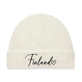 Finland Schrift - Baby Premium Organic Mütze - Naturweiß - Vorne