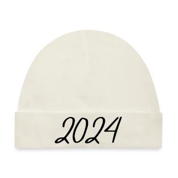 2024 Jahreszahl Datum Zahl Anno Kalenderjahr USA - Baby Premium Organic Mütze - Naturweiß - Vorne