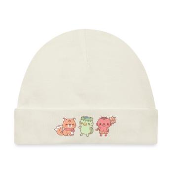 Süßes Japanisches Yokai Trio Kitsune Kappa Und Oni - Baby Premium Organic Mütze - Naturweiß - Vorne