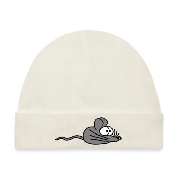 Maus Mäuschen Süße Kleine Ratte Nager Freundlich - Baby Premium Organic Mütze - Naturweiß - Vorne