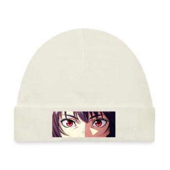Anime Augen Rot Intensiv Blick Manga Fan - Baby Premium Organic Mütze - Naturweiß - Vorne