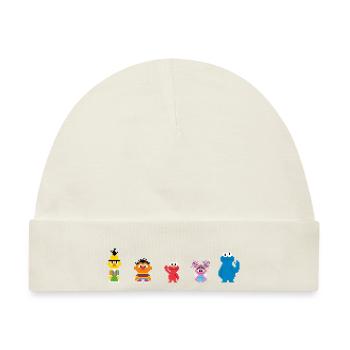 Sesamstraße Pixeldesign Charaktere - Baby Premium Organic Mütze - Naturweiß - Vorne