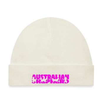 Australian Shepherd AUTOAUFKLEBER pink - Baby Premium Organic Mütze - Naturweiß - Vorne