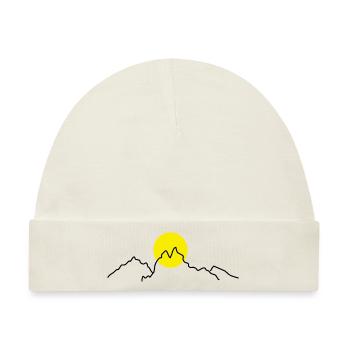 Line Art Berge Minimalistisch - Baby Premium Organic Mütze - Naturweiß - Vorne
