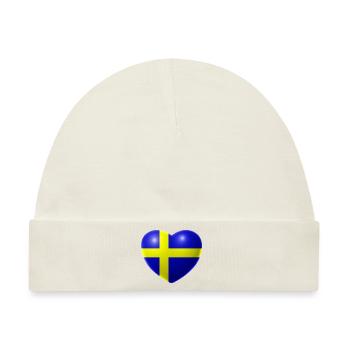 Herz (Schweden / Sverige) - Baby Premium Organic Mütze - Naturweiß - Vorne