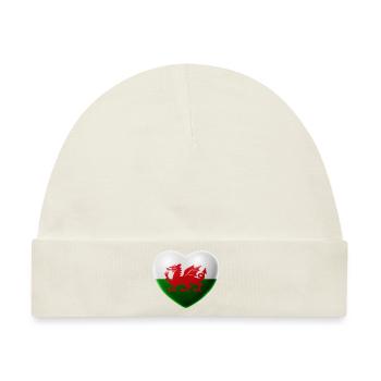 Herz (Wales / Cymru) - Baby Premium Organic Mütze - Naturweiß - Vorne