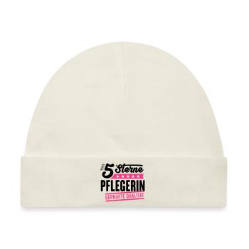 5Sterne Pflegerin - Baby Premium Organic Mütze - Naturweiß - Vorne