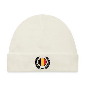 Belgien (Flagge & Lorbeerkranz) - Baby Premium Organic Mütze - Naturweiß - Vorne