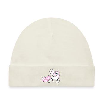 Einhorn Unicorn Pegasus Pferd - Pony mit Flügel - Baby Premium Organic Mütze - Naturweiß - Vorne