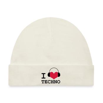 I Love Techno! - Baby Premium Organic Mütze - Naturweiß - Vorne