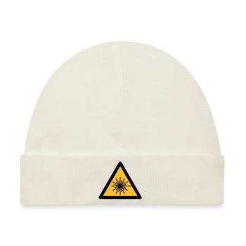 Gefahrensymbol - Laser-Licht (2-farbig) - Baby Premium Organic Mütze - Naturweiß - Vorne