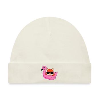 Fuchs im Flamingo - Design - Baby Premium Organic Mütze - Naturweiß - Vorne