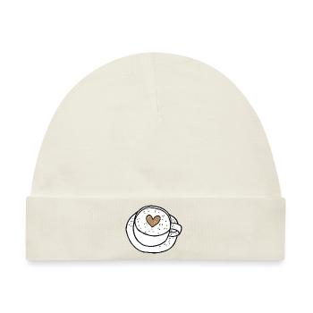 Latte Art: Cappucchino mit Herz - Baby Premium Organic Mütze - Naturweiß - Vorne