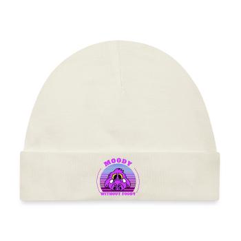 Moody ohne Foody - lustige süße Cartoon-Design - Baby Premium Organic Mütze - Naturweiß - Vorne