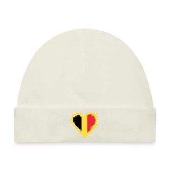 Belgium Flagge mit Herz - Baby Premium Organic Mütze - Naturweiß - Vorne