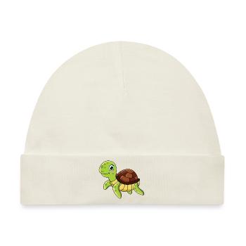 Schildkröte Cartoon - Baby Premium Organic Mütze - Naturweiß - Vorne