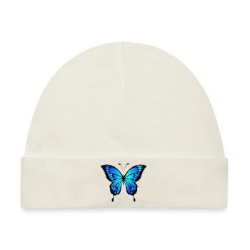 Blauer Schmetterling - Baby Premium Organic Mütze - Naturweiß - Vorne