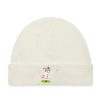 Golfendes Einhorn / Einhorn Golf - Baby Premium Organic Mütze - Naturweiß - Vorne