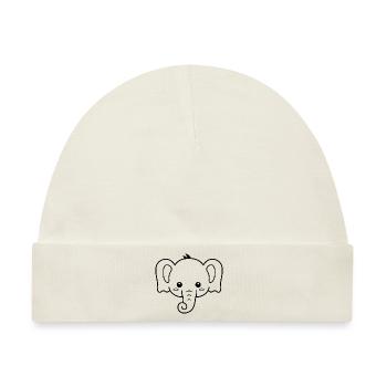 Baby Elefant - Niedlicher Kopf eines Elefanten - Baby Premium Organic Mütze - Naturweiß - Vorne