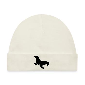 seehund tier - Baby Premium Organic Mütze - Naturweiß - Vorne