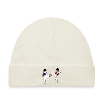 Zwei Taekwondo Kinder Sparring - Baby Premium Organic Mütze - Naturweiß - Vorne