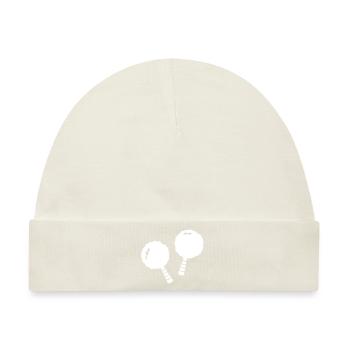 Pompons Pompoms Pom Poms Pom Pom Bommel - Baby Premium Organic Mütze - Naturweiß - Vorne