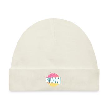 Gijon Spanien Stadt Schrift Vintage Retro - Baby Premium Organic Mütze - Naturweiß - Vorne