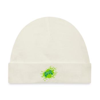 Farbklecks Konsole Retro Controller - Baby Premium Organic Mütze - Naturweiß - Vorne