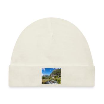 Geiranger panorama Storseterfossen Norwegen - Baby Premium Organic Mütze - Naturweiß - Vorne