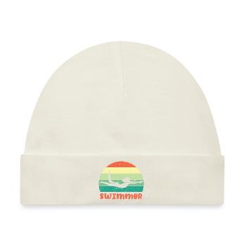 Schwimmer Schwimmen 50 Meter Bahn - Baby Premium Organic Mütze - Naturweiß - Vorne