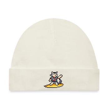 Surfkatze, Pixelkunst - Baby Premium Organic Mütze - Naturweiß - Vorne