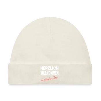 HERZLICH WILLKOMMEN IM FALSCHEN FILM - Baby Premium Organic Mütze - Naturweiß - Vorne