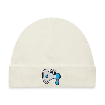 Megafon / Megaphone - Blau mit Augen - Baby Premium Organic Mütze - Naturweiß - Vorne