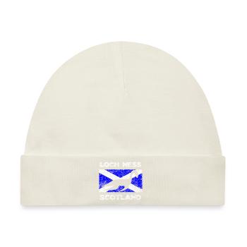 Distressed Scottish Nessie Saltire Flagge - Baby Premium Organic Mütze - Naturweiß - Vorne