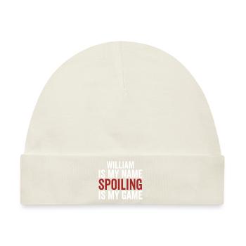 William ist mein Name Spoiling ist mein Spiel - Baby Premium Organic Mütze - Naturweiß - Vorne