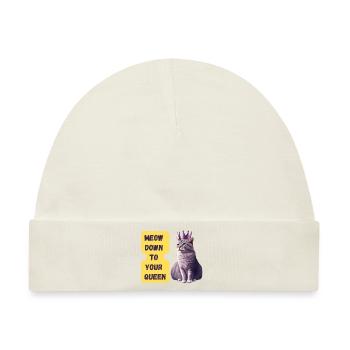 Meow Down To Your Queen Art Print - Baby Premium Organic Mütze - Naturweiß - Vorne