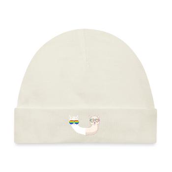 coole Lamas mit Sonnebrillen - Baby Premium Organic Mütze - Naturweiß - Vorne