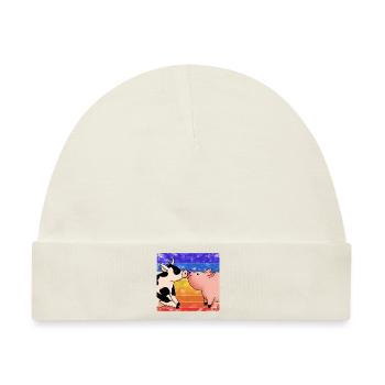 Kuh küsst Schwein - Baby Premium Organic Mütze - Naturweiß - Vorne