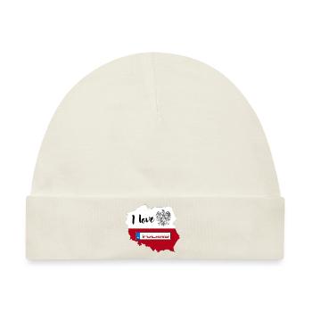 Ich liebe Polen polnische Karte Nummernschild - Baby Premium Organic Mütze - Naturweiß - Vorne