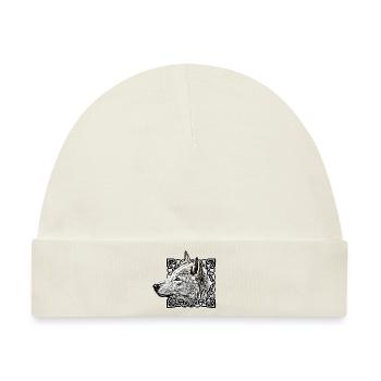 Wolf, grau - Baby Premium Organic Mütze - Naturweiß - Vorne