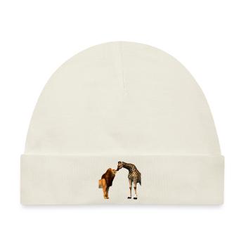Löwe küsst Giraffe - Baby Premium Organic Mütze - Naturweiß - Vorne