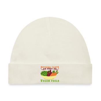 Vegan Fleischlos Tierlieb & Veganer - Baby Premium Organic Mütze - Naturweiß - Vorne
