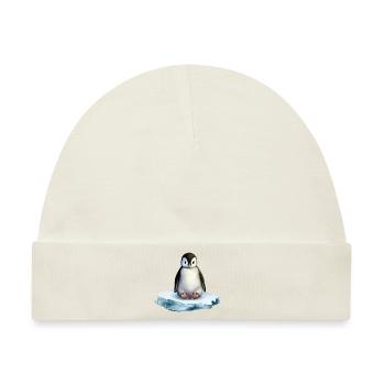 Pinguin auf einer Eisscholle - Baby Premium Organic Mütze - Naturweiß - Vorne