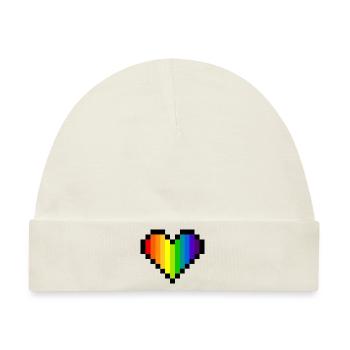 Pixel Art Regenbogenherz - LGBT Pride - Baby Premium Organic Mütze - Naturweiß - Vorne